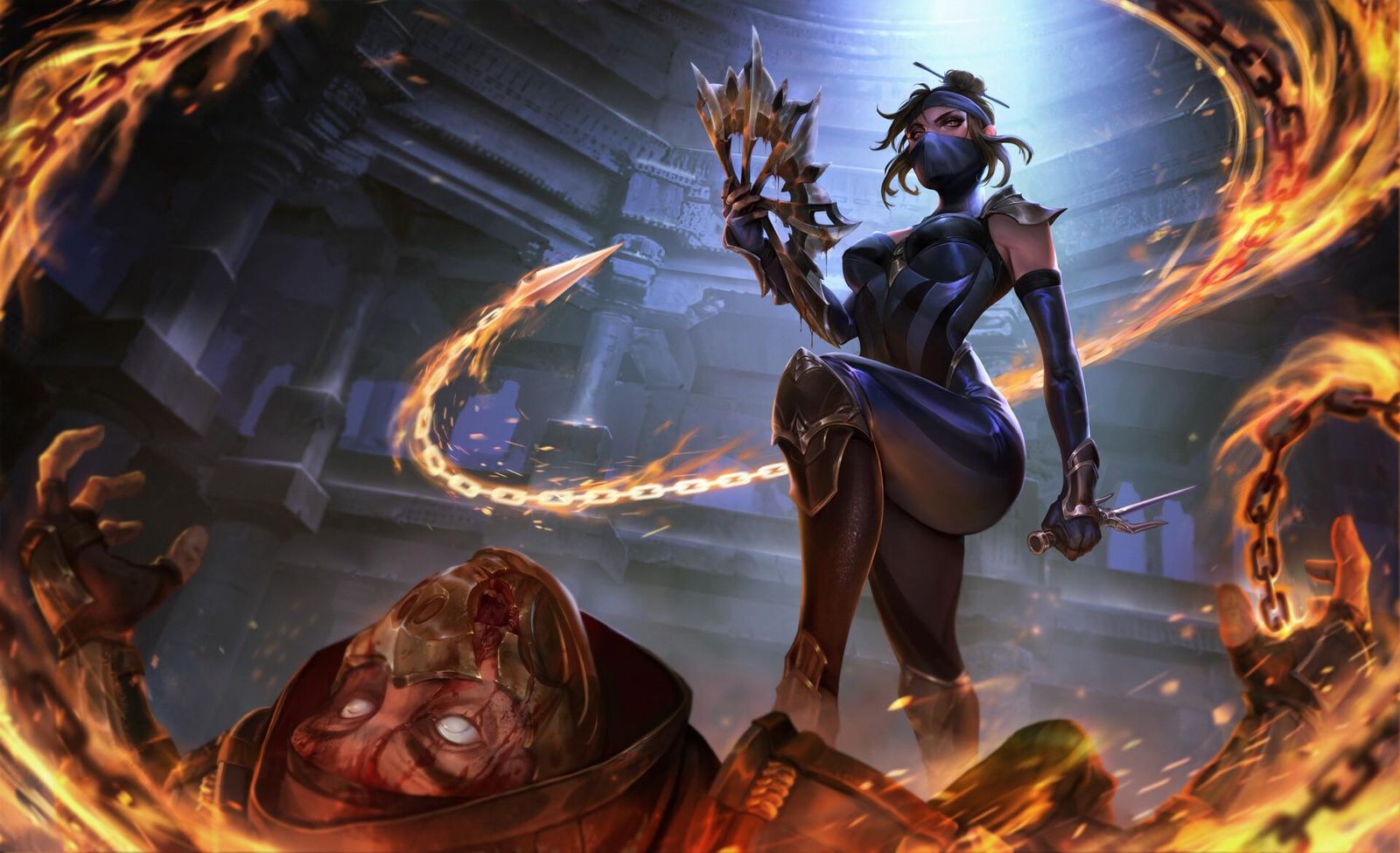 Fiery Assassin Ninja Fan Blade Wall Art