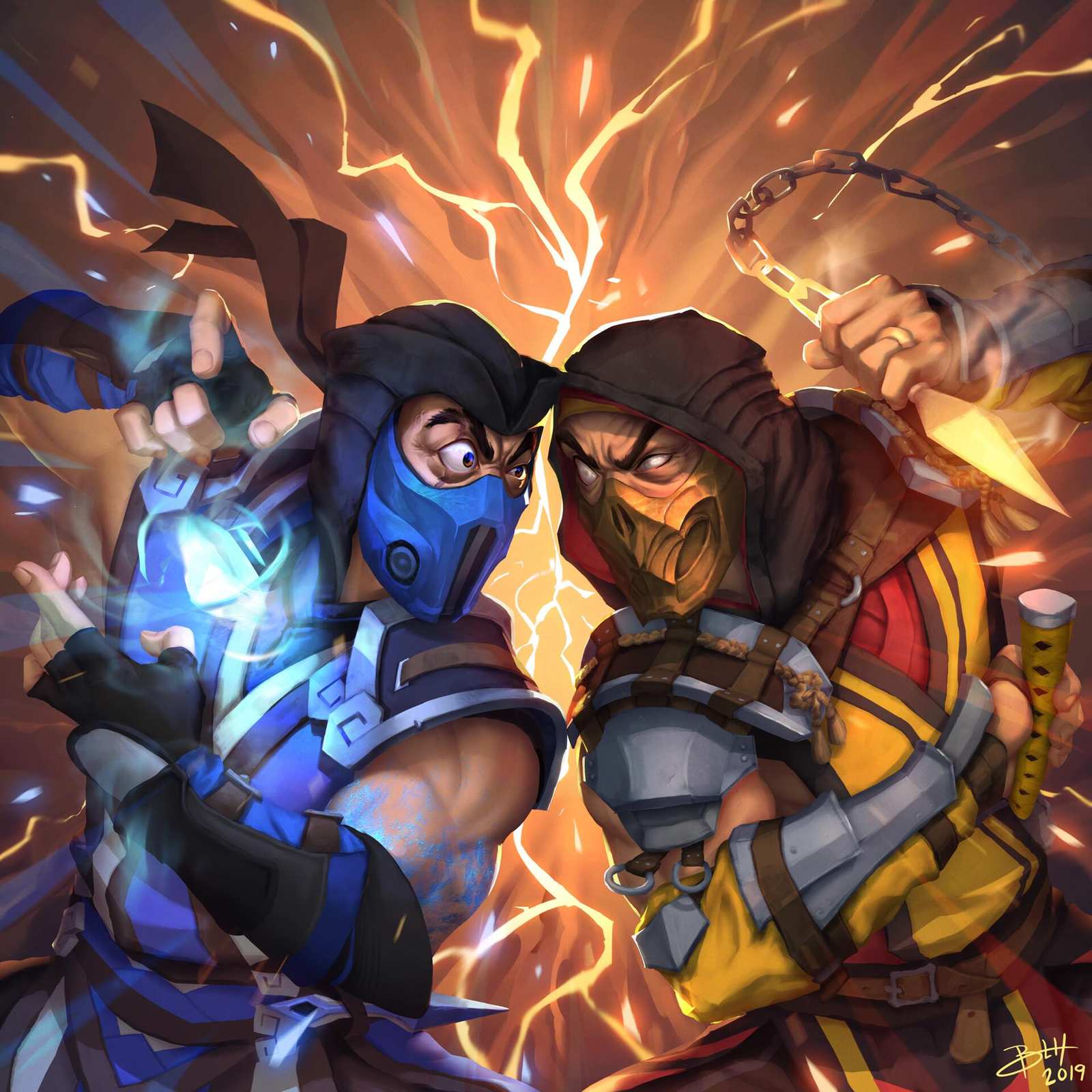 Sub Zero vs Scorpion Epic Battle Wall Art