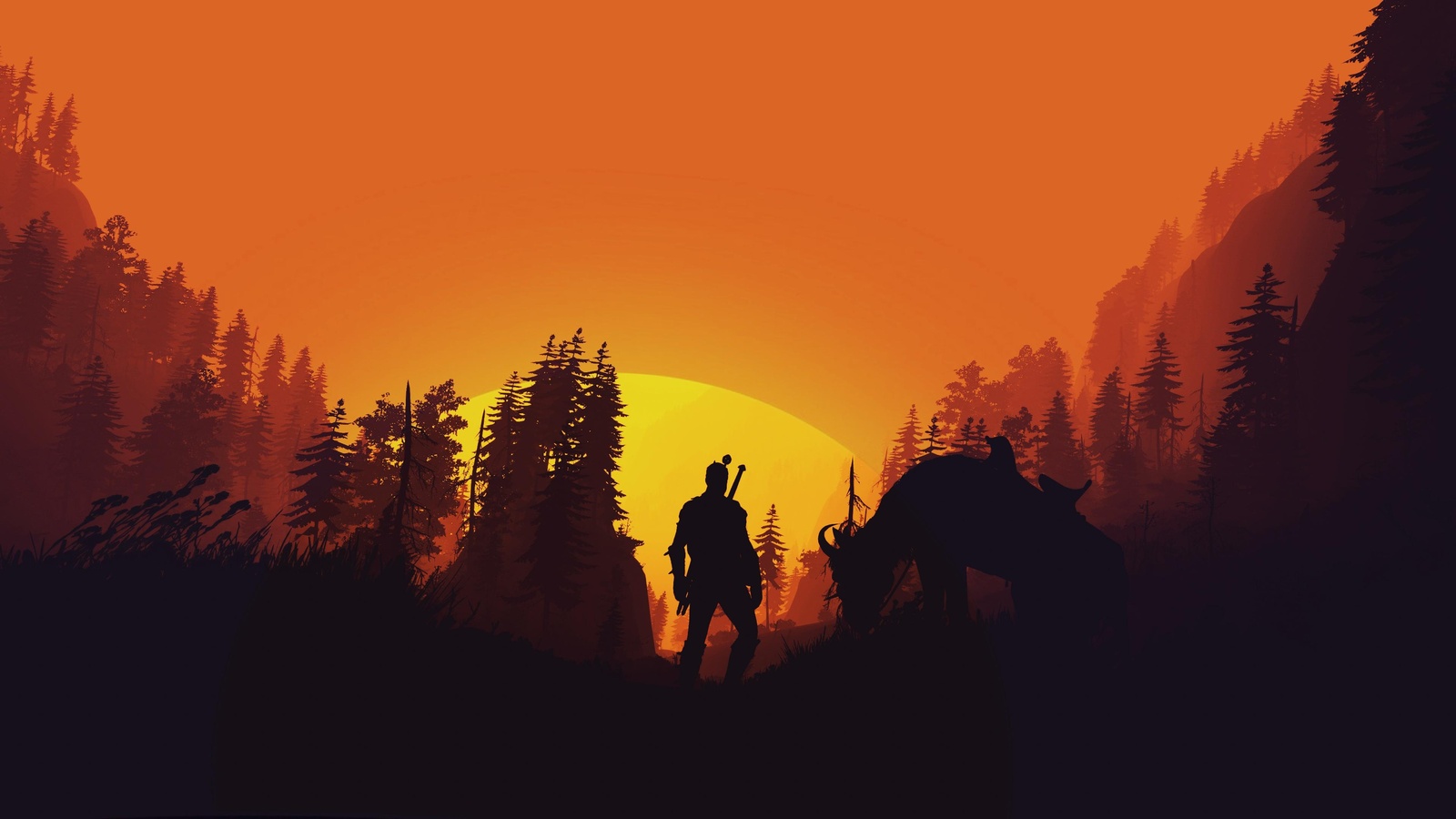 Epic Sunset Hunter & Beast Wall Art
