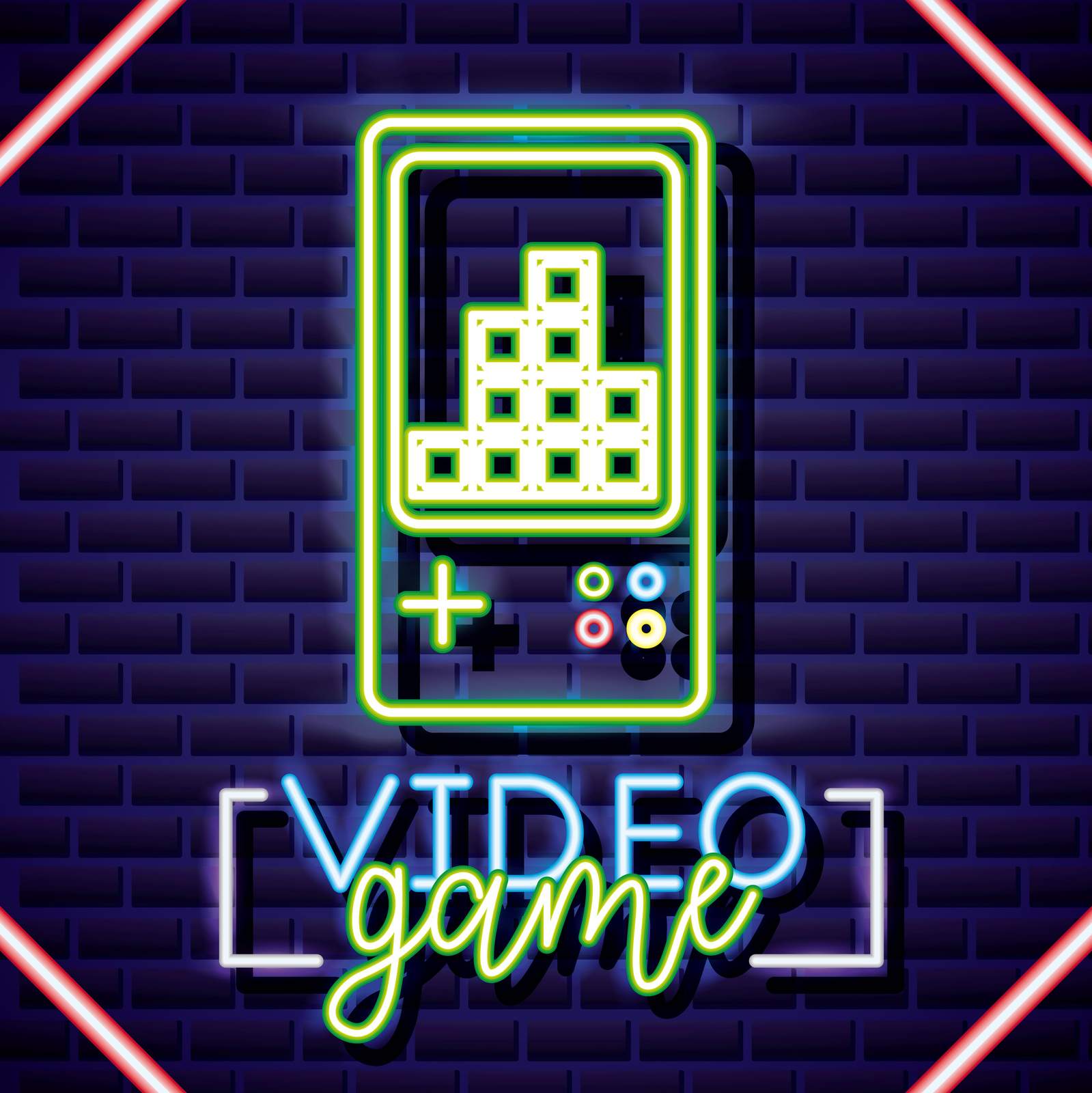 Retro Neon Game Console Wall Art