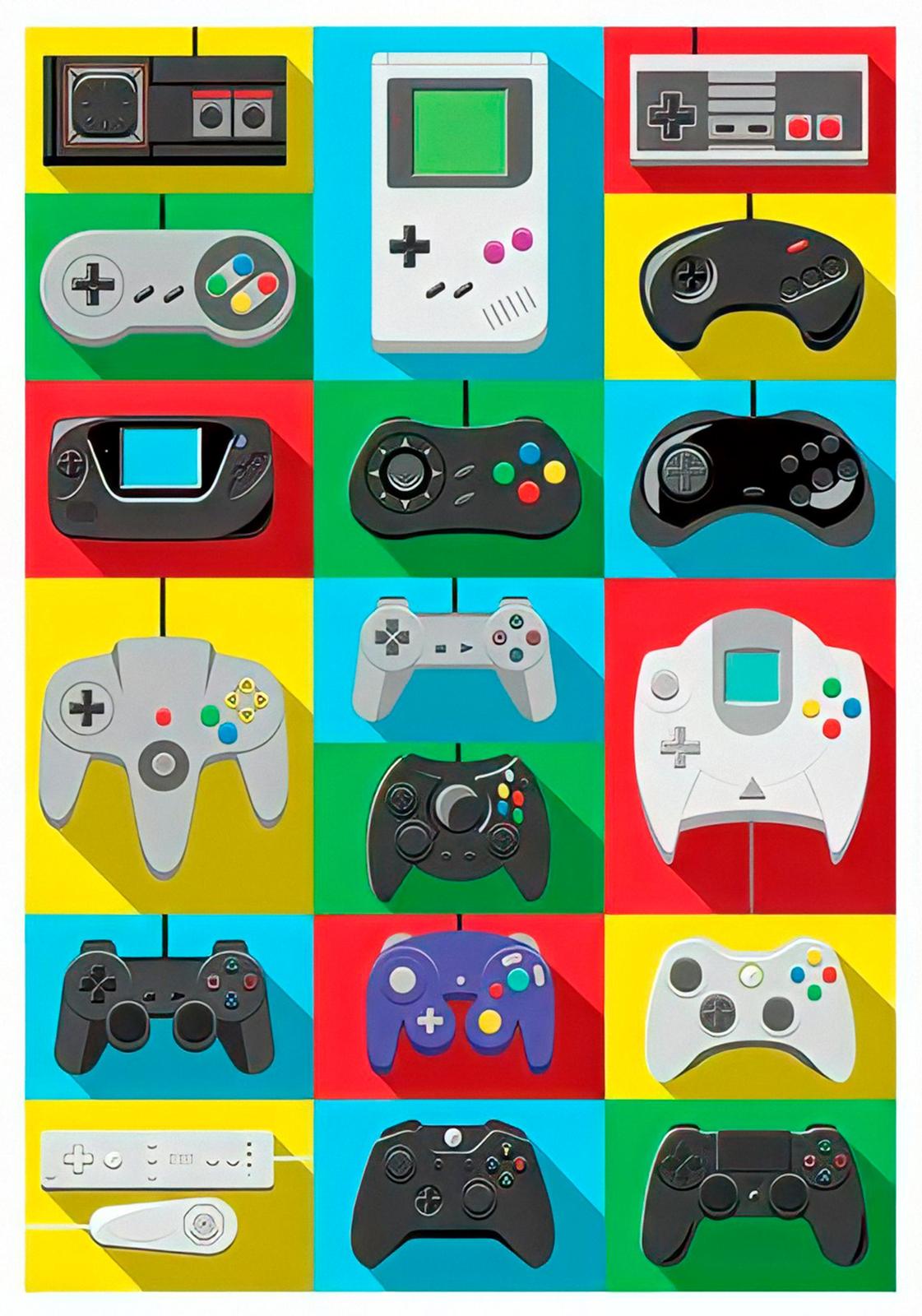 Retro Gaming Controller Collage Wall Art
