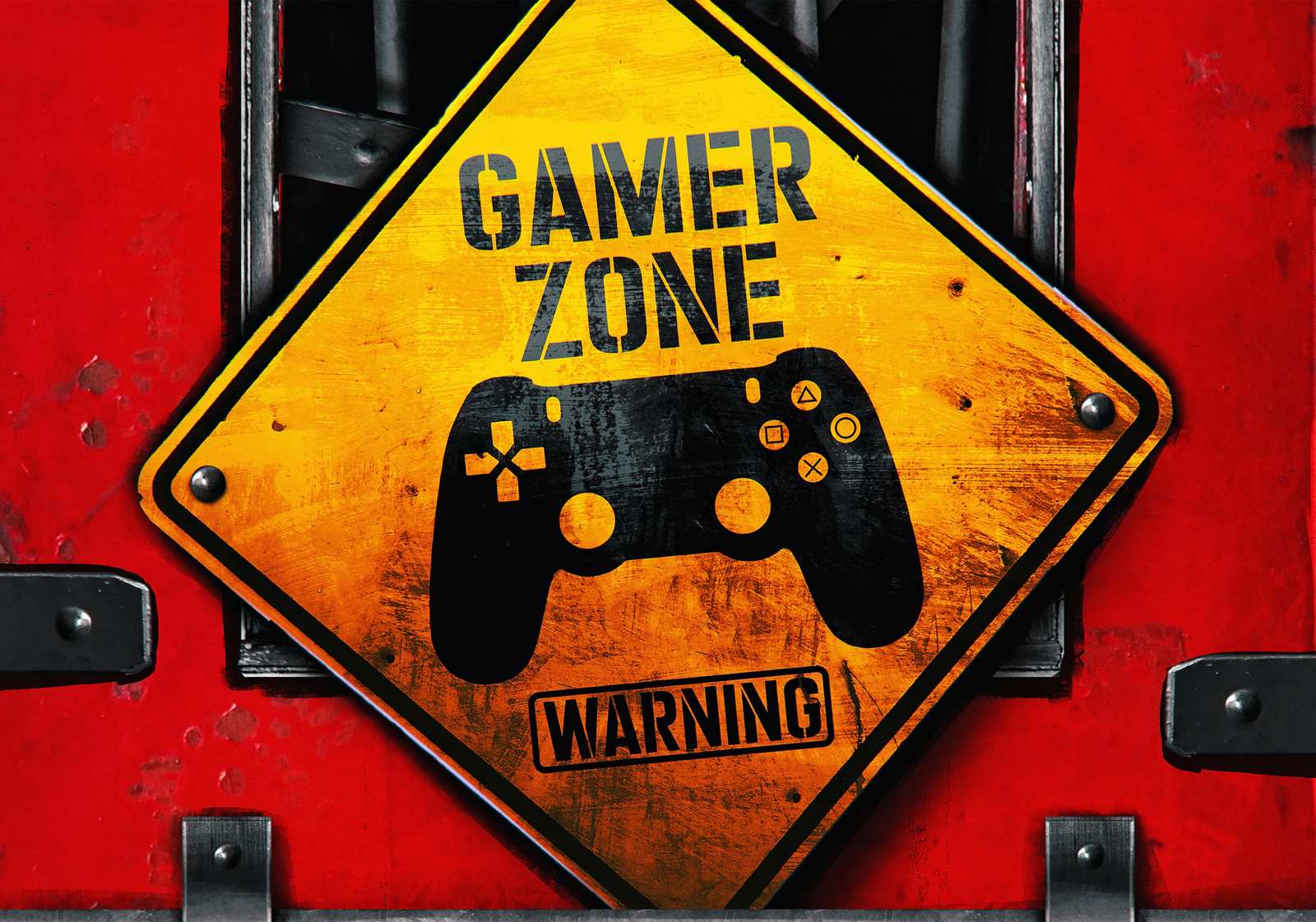 Gamer Zone Warning Sign Wall Art