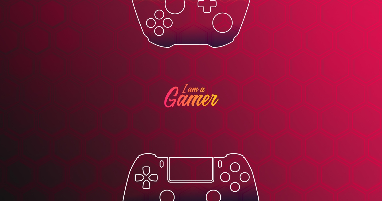 Gamer Controllers & Hex Pattern Wall Art