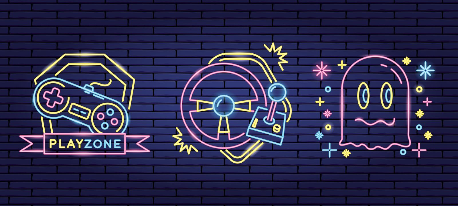Neon Gaming & Arcade Playzone Wall Art
