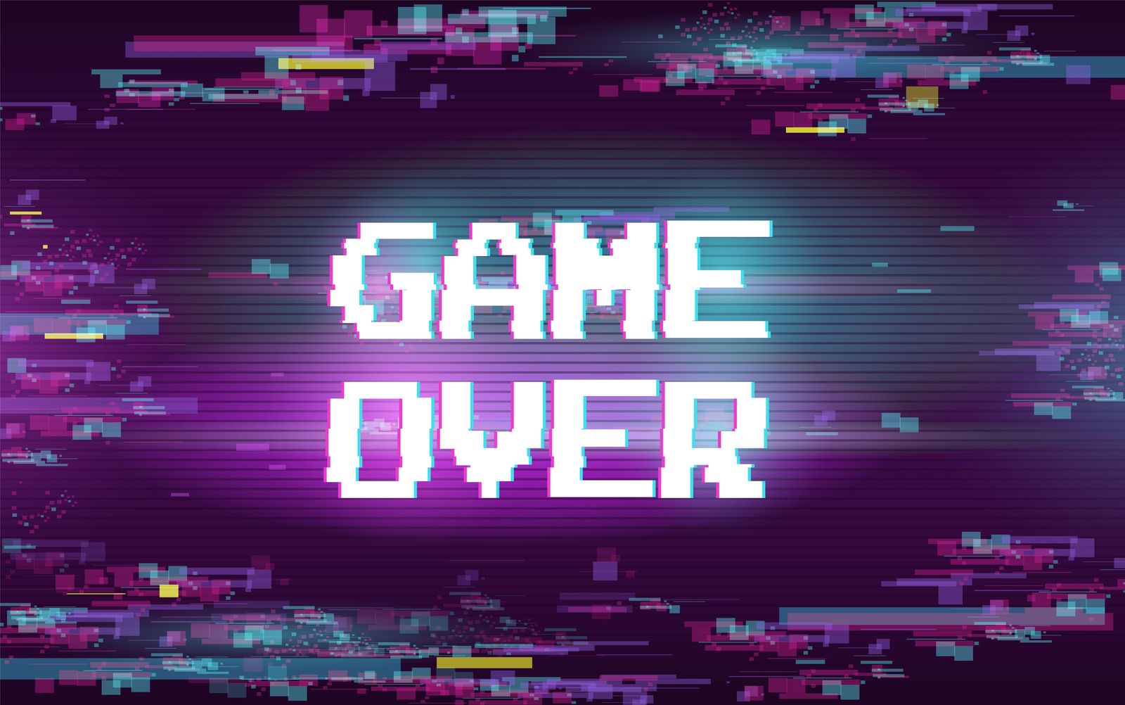 Glitchy Game Over Retro Pixel Art Wall Art
