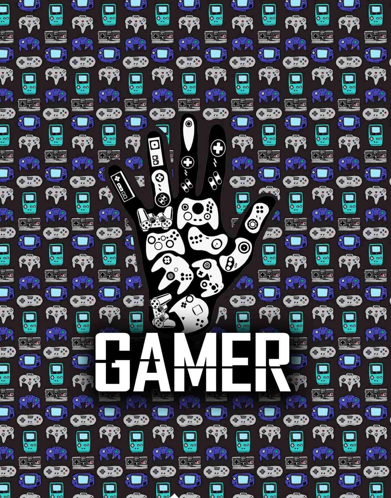 Gamer Hand Retro Controllers Wall Art