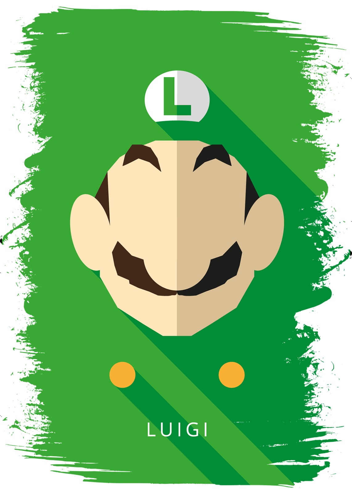 Retro Luigi Icon Green Wall Art