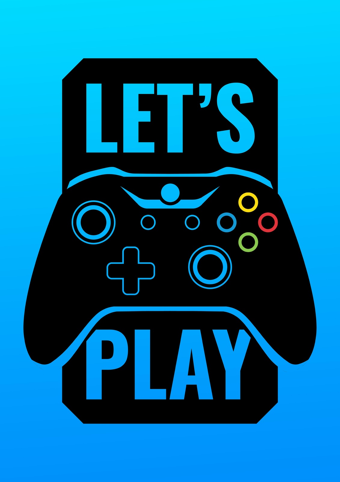 Epic Gaming Controller "Let's Play" Wall Art