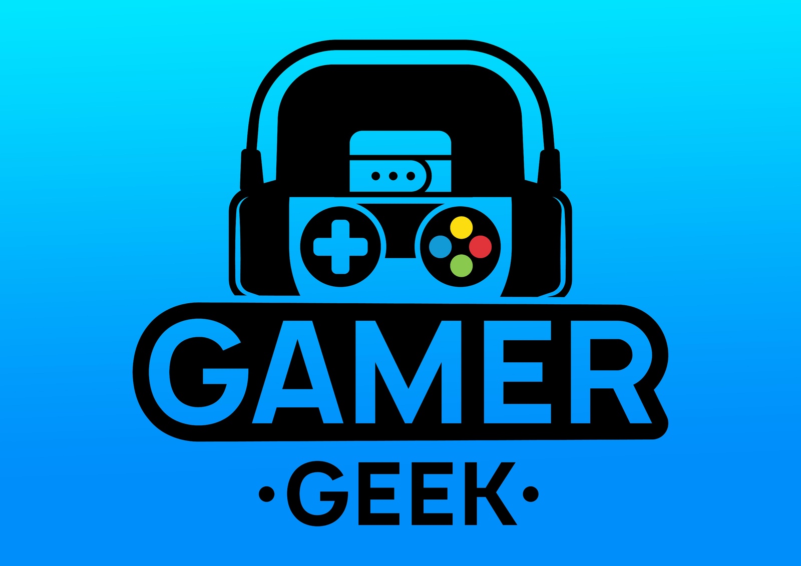 Gamer Geek Logo Blue Gaming Wall Art