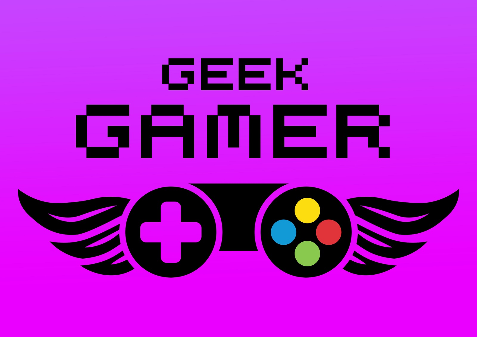 Retro Geek Gamer Wings Wall Art