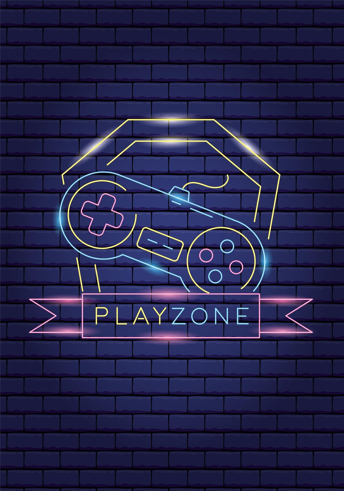 Neon Gamer Controller Playzone Wall Art