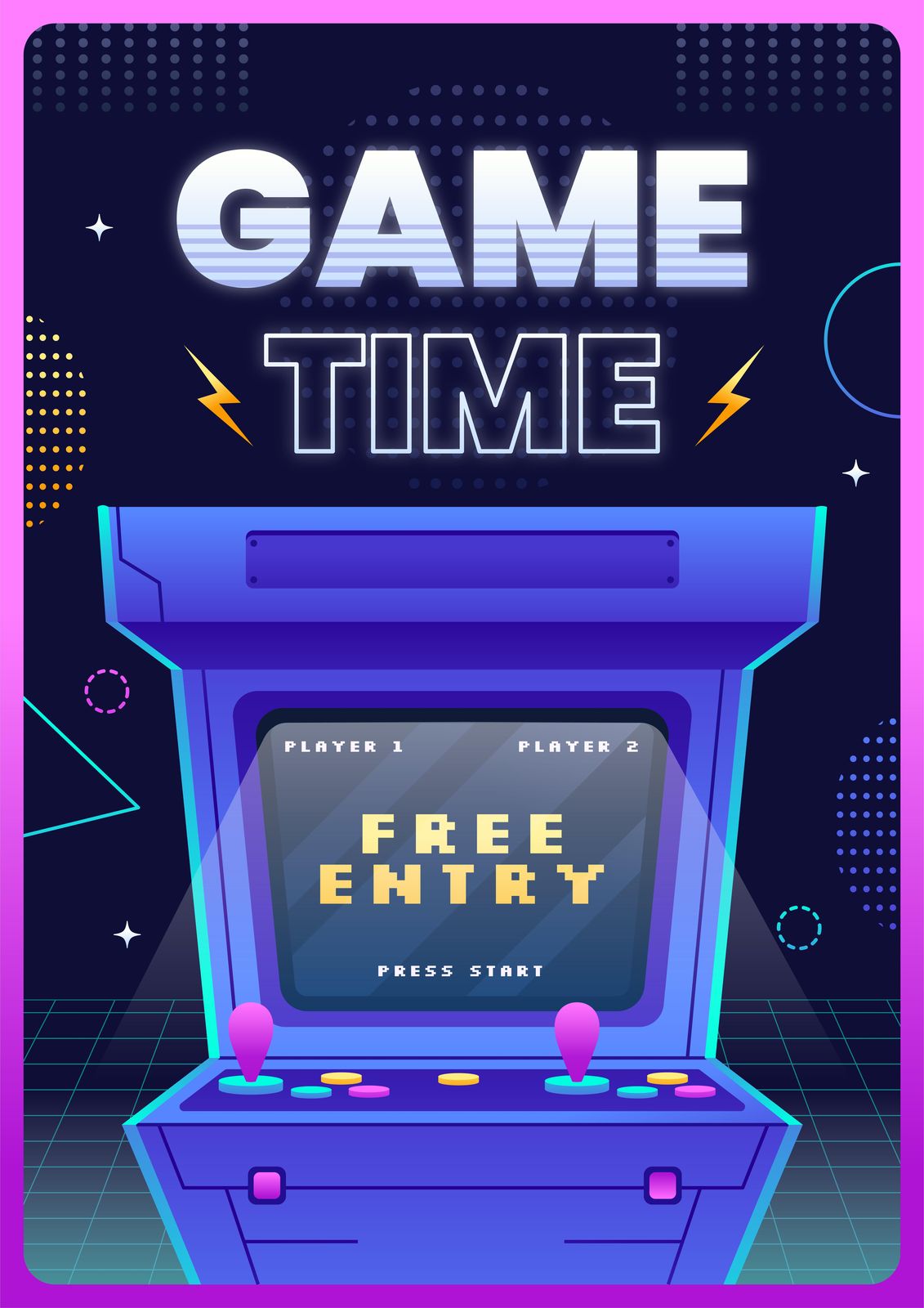 Retro Arcade Game Time Wall Art