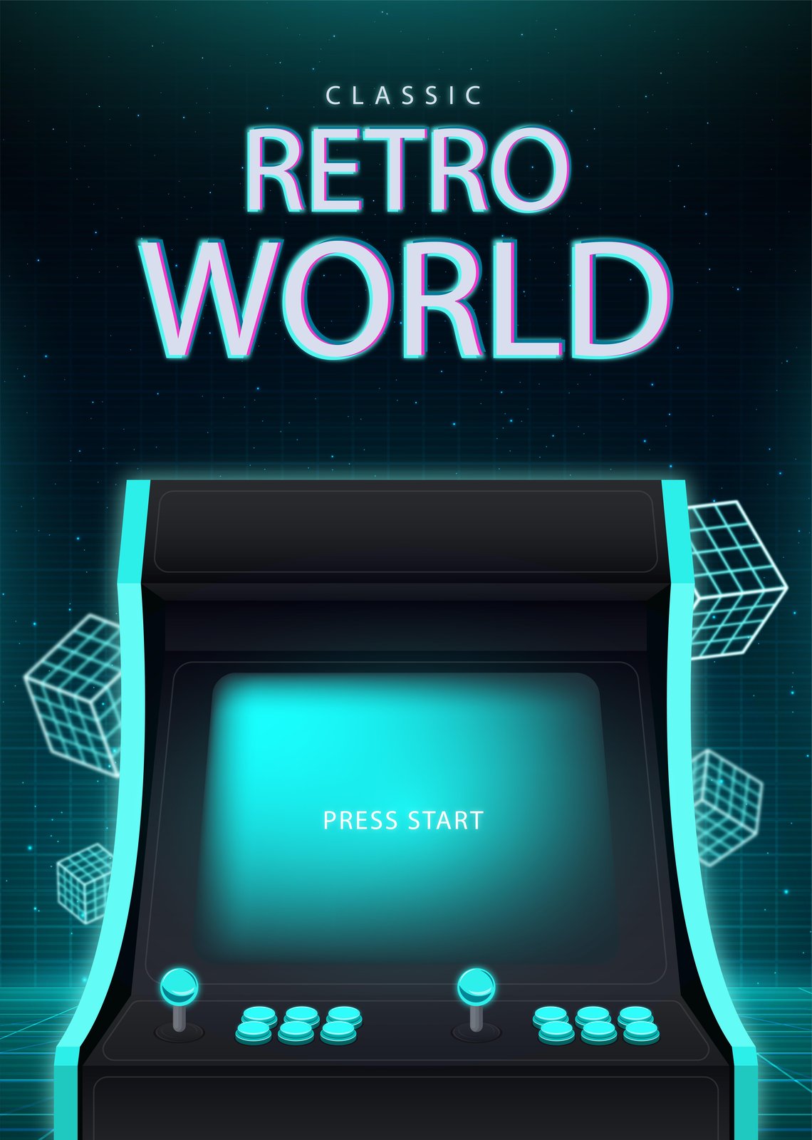 Classic Retro World Arcade Wall Art