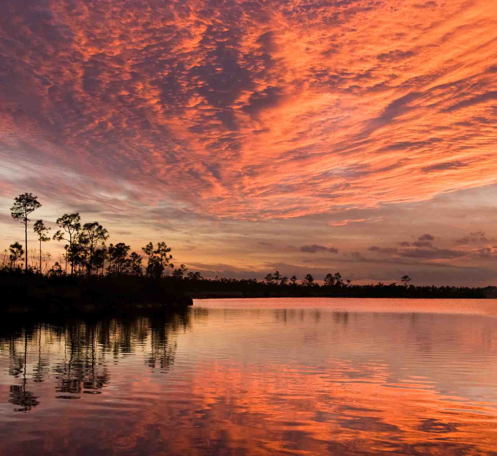 Fiery Sunset Lake Wall Art