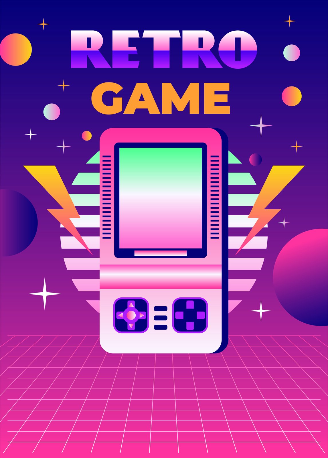 Retro Game Neon 80s Vibes Wall Art