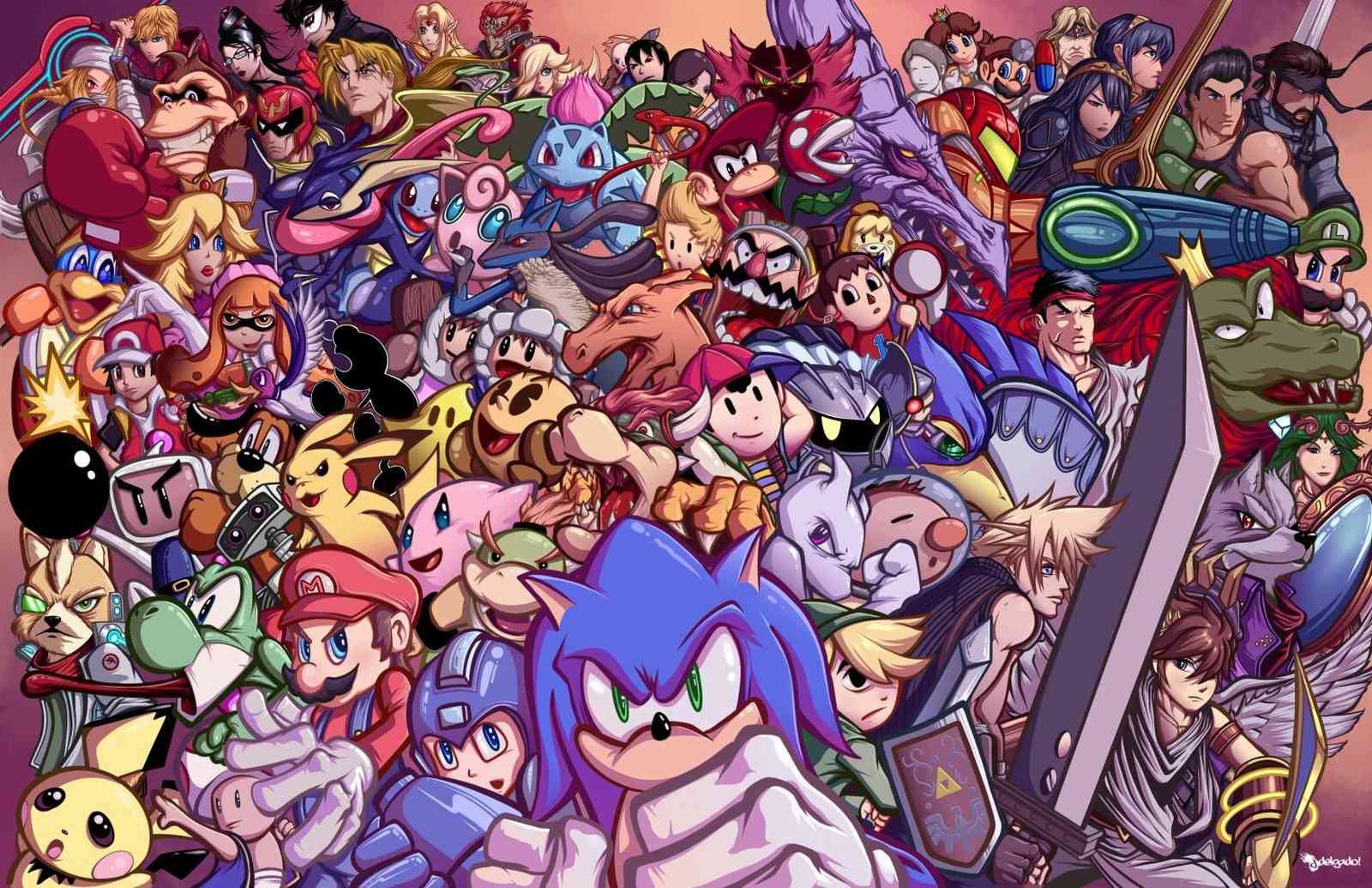 Epic Smash Bros Character Collage Wall Art