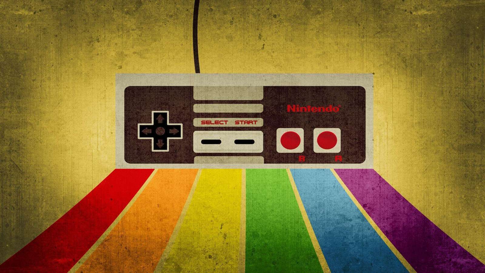 Retro NES Controller Rainbow Wall Art