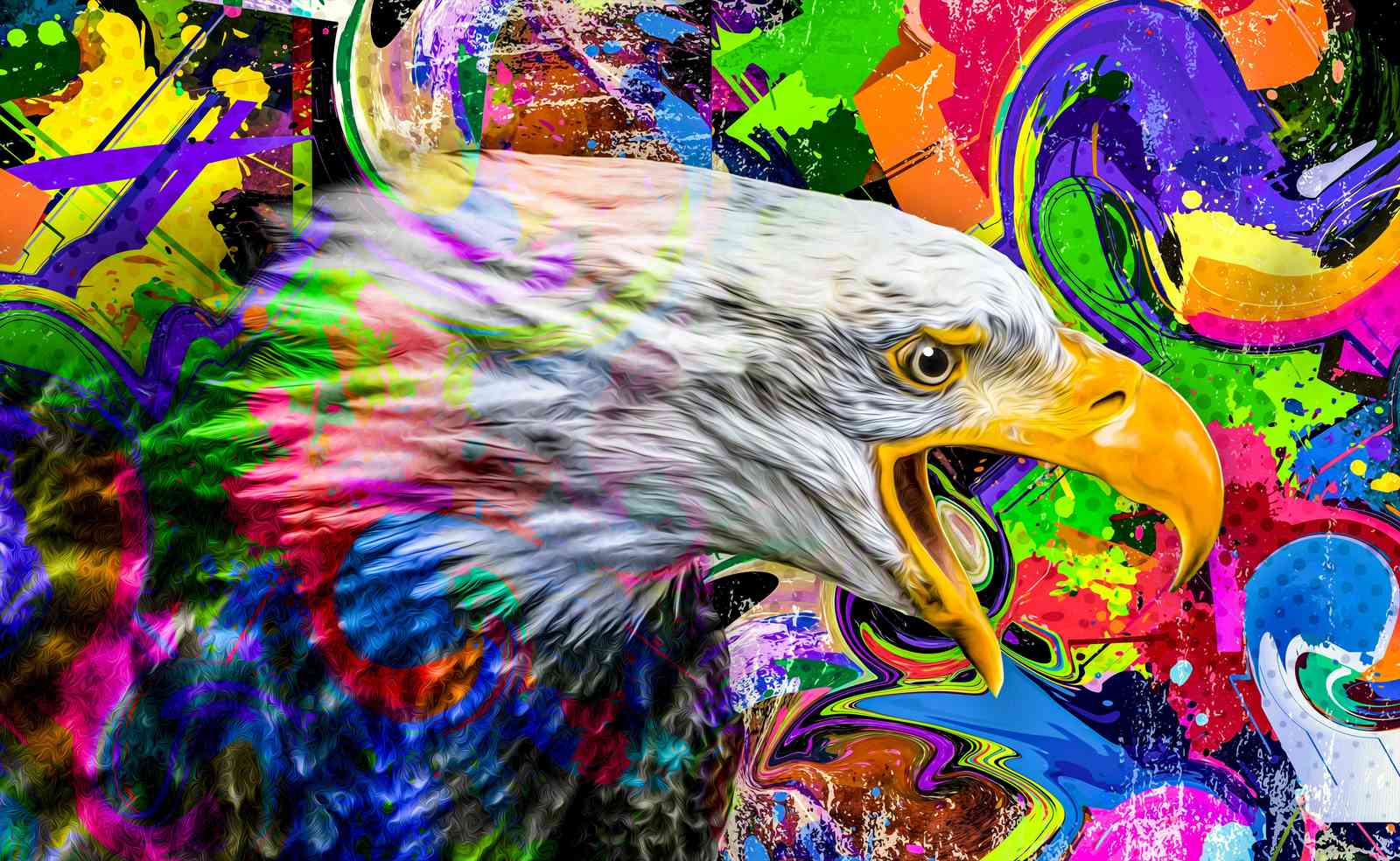 Bold Eagle Graffiti Art Wall Art
