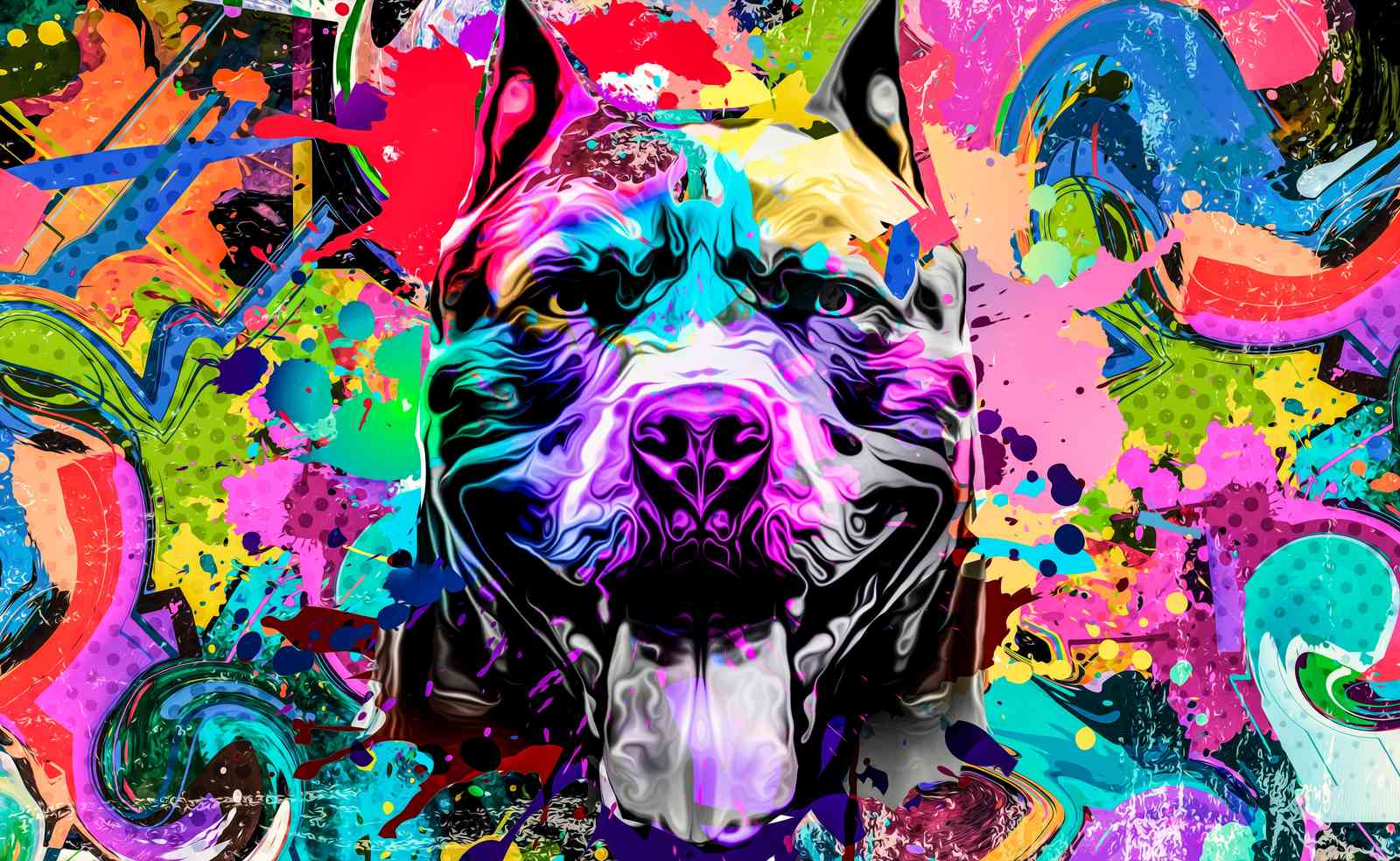 Vibrant Pitbull Pop Art Wall Art