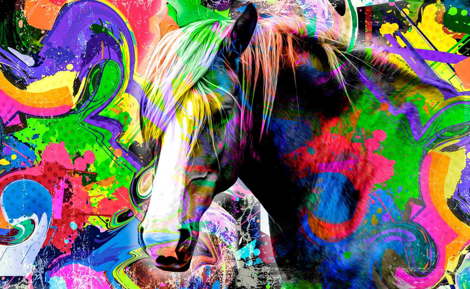 Vibrant Abstract Horse Wall Art Wall Art