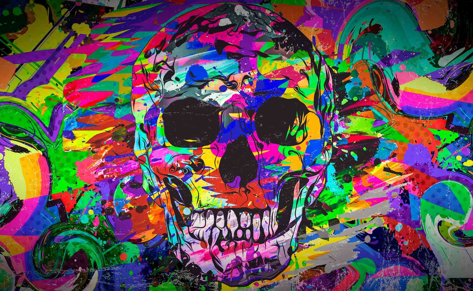 Vibrant Skull Graffiti Art Wall Art