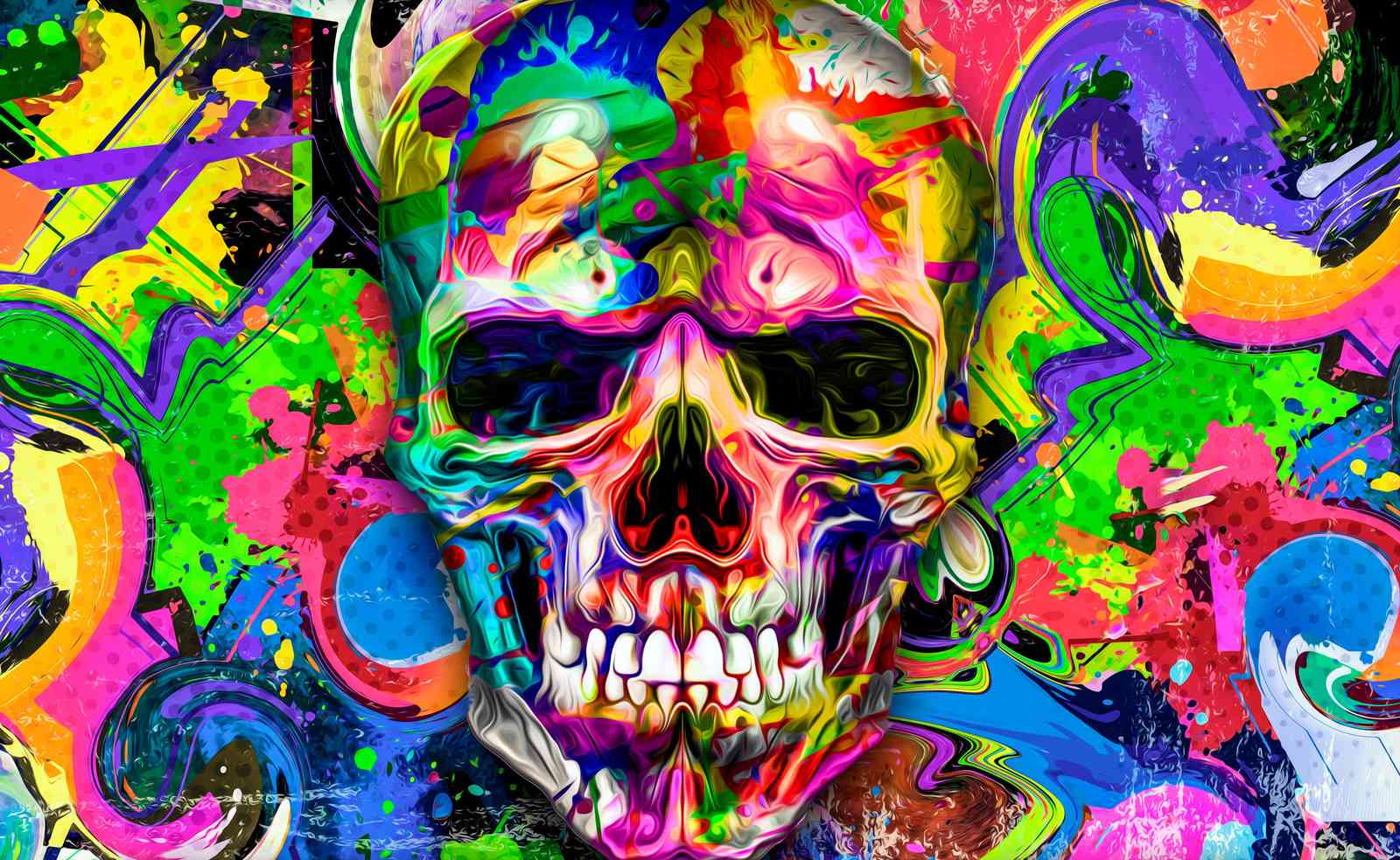 Vibrant Skull Graffiti Art Wall Art