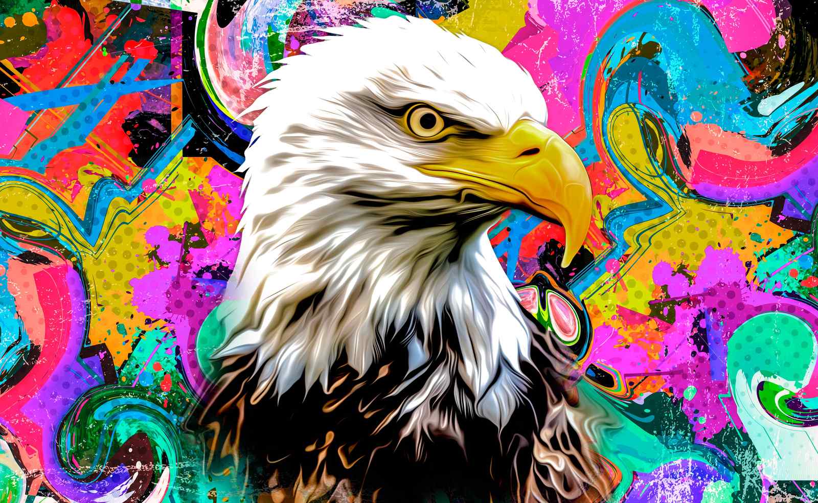 Vibrant Graffiti Eagle Pop Art Wall Art