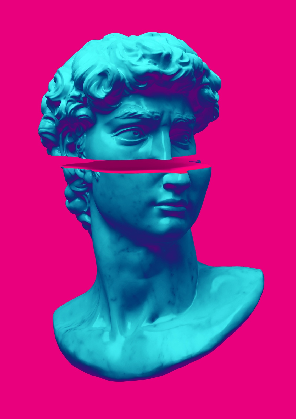 Modern Blue David Head Pop Art Wall Art
