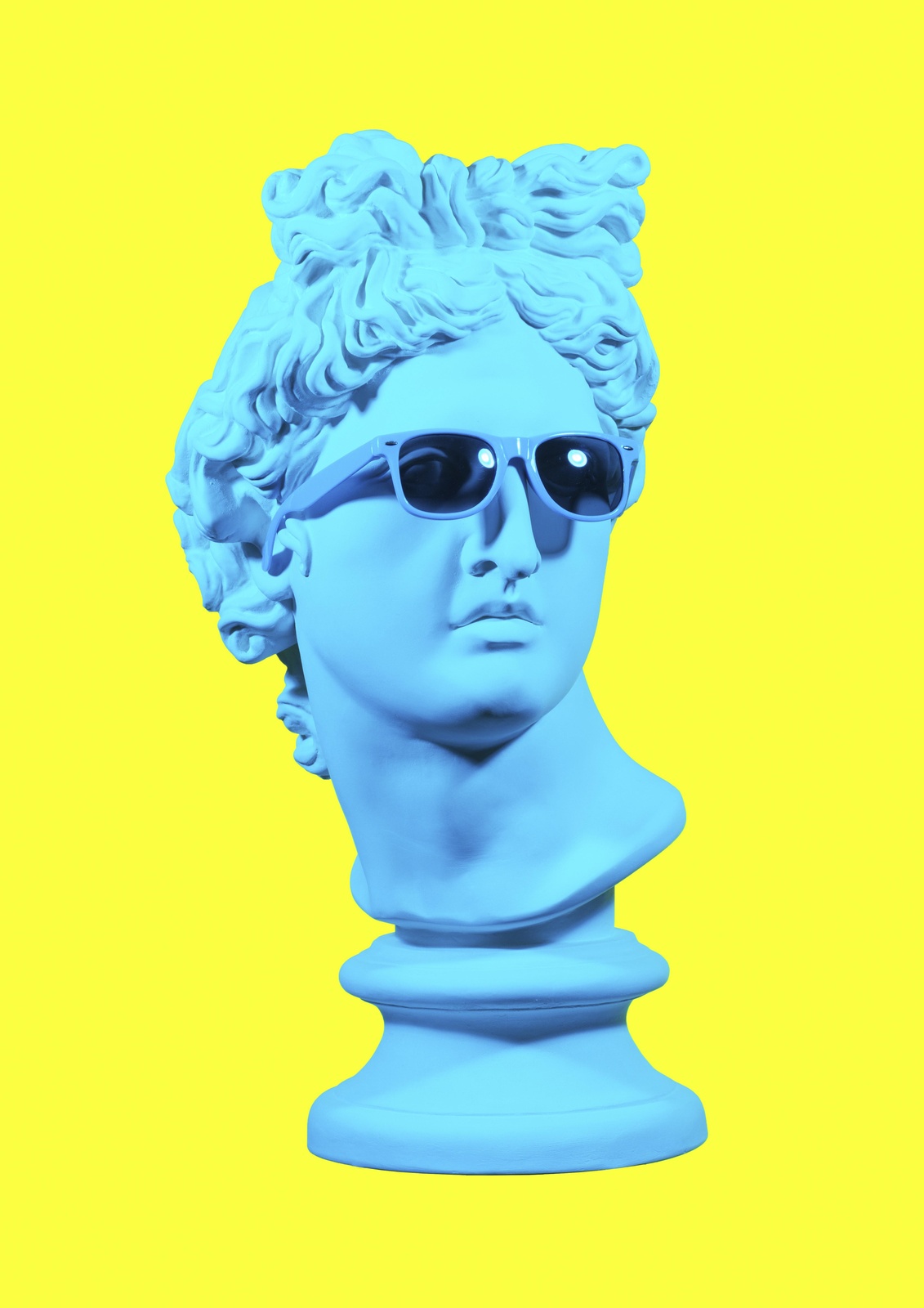 Cool Blue Roman Bust with Sunglasses Wall Art