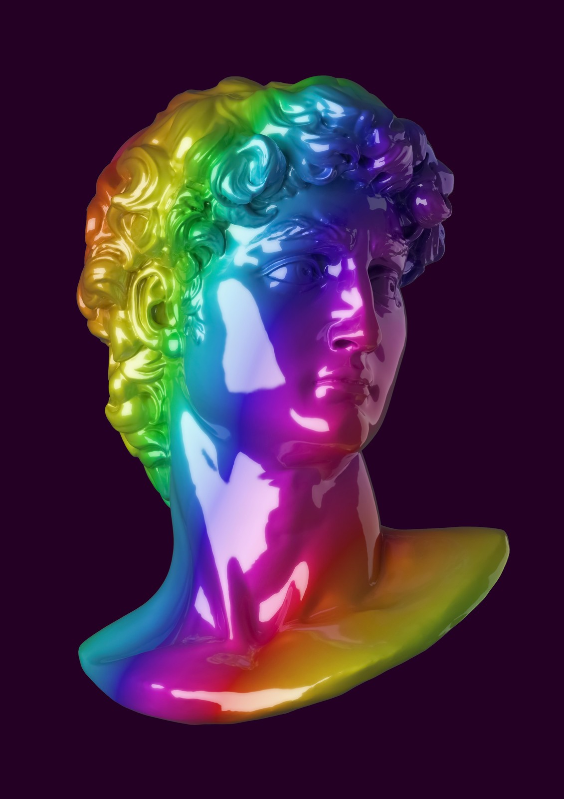 Rainbow David Bust Modern Art Wall Art