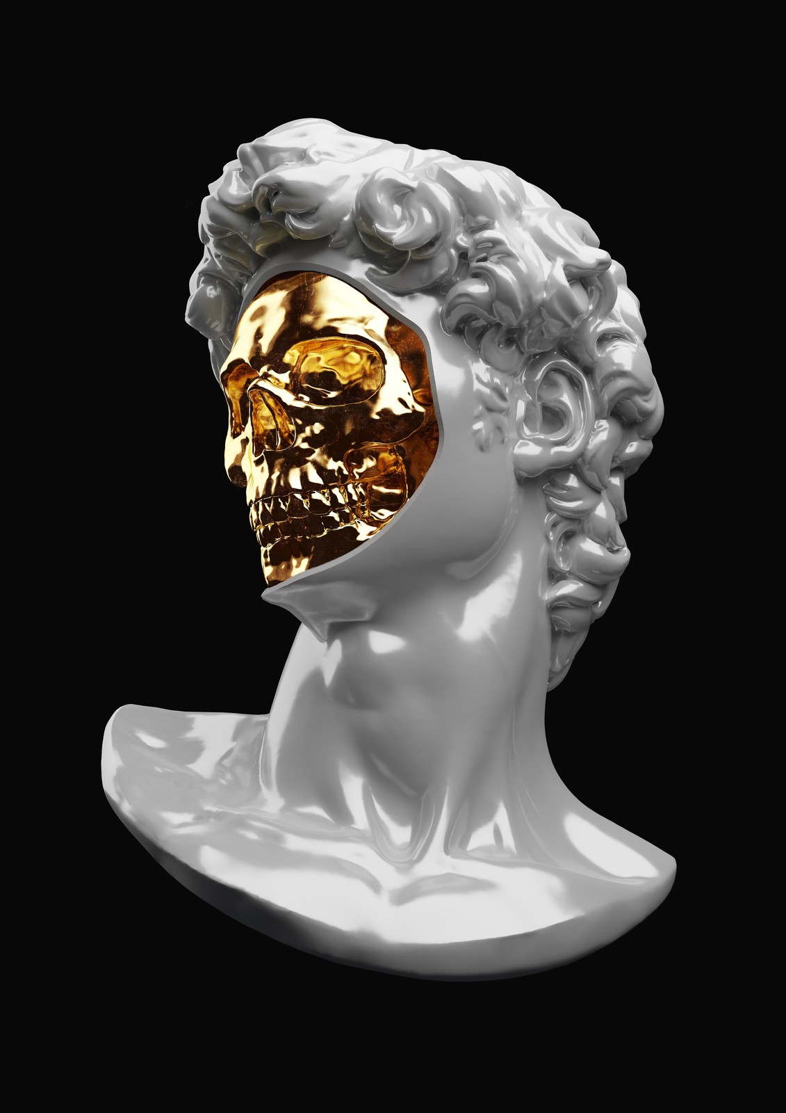 Gold Skull Renaissance Bust Wall Art