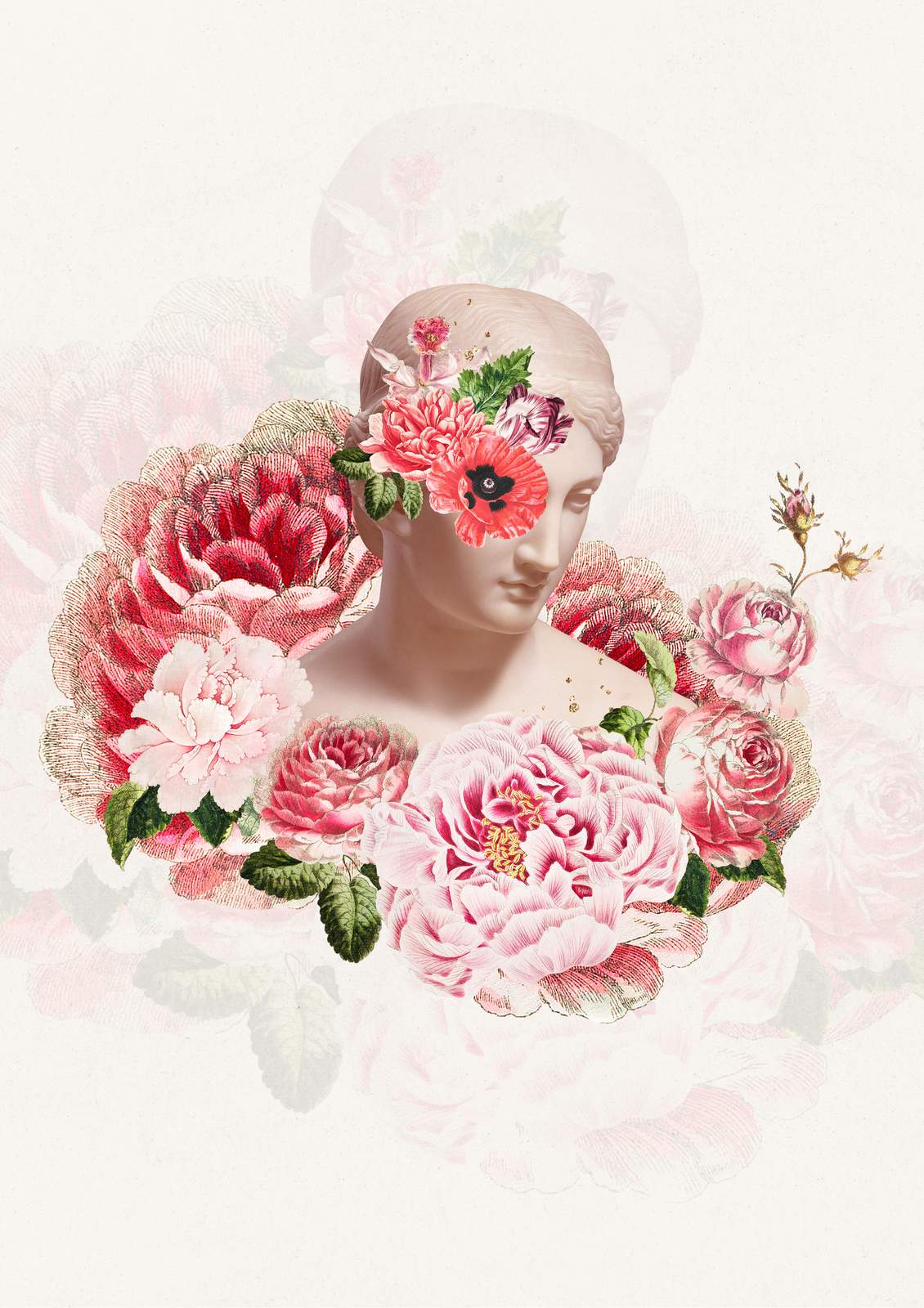 Vintage Floral Goddess Wall Art