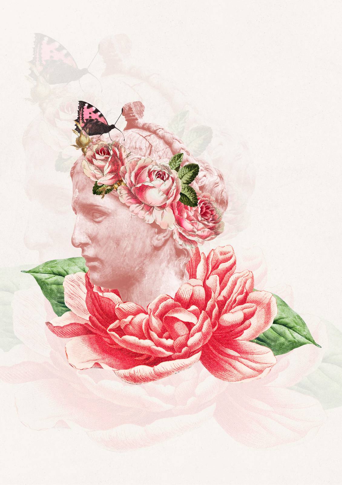Vintage Floral Sculpture Butterfly Wall Art