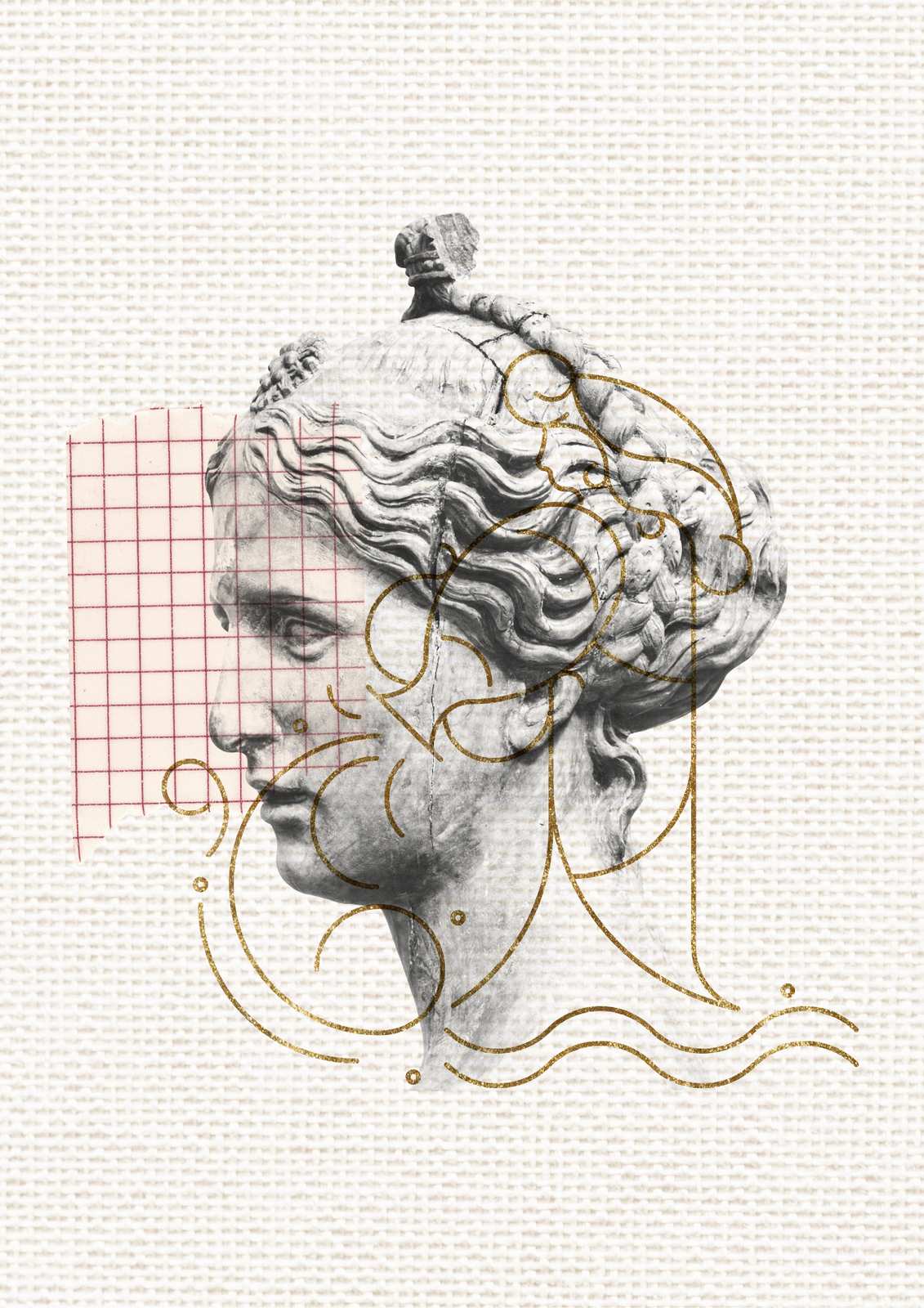 Modern Greek Bust with Gold Accents Wall Art