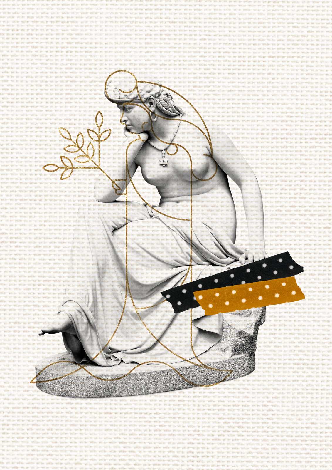 Elegant Goddess Gold Line Art Wall Art