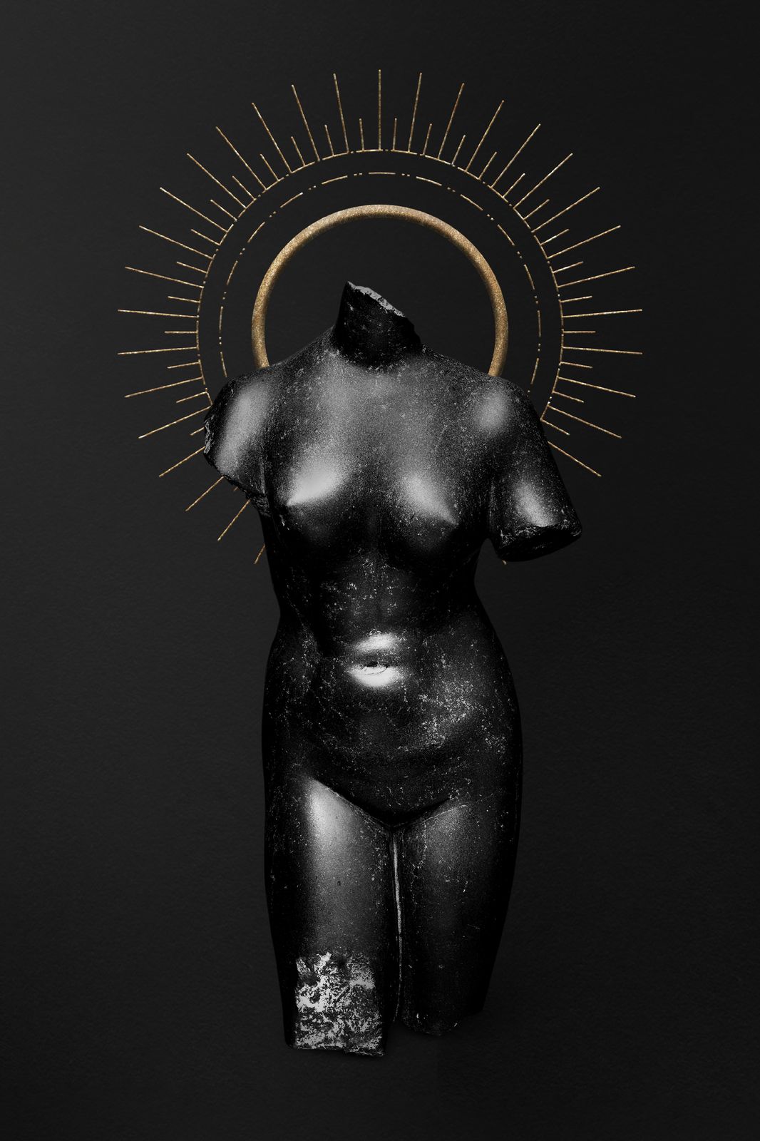 Elegant Venus Torso with Gold Aura Wall Art