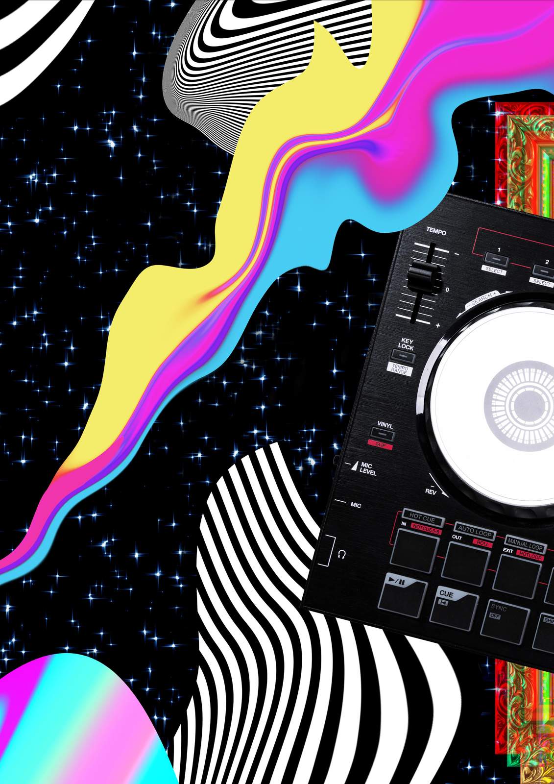 Vibrant DJ Galaxy Abstract Wall Art