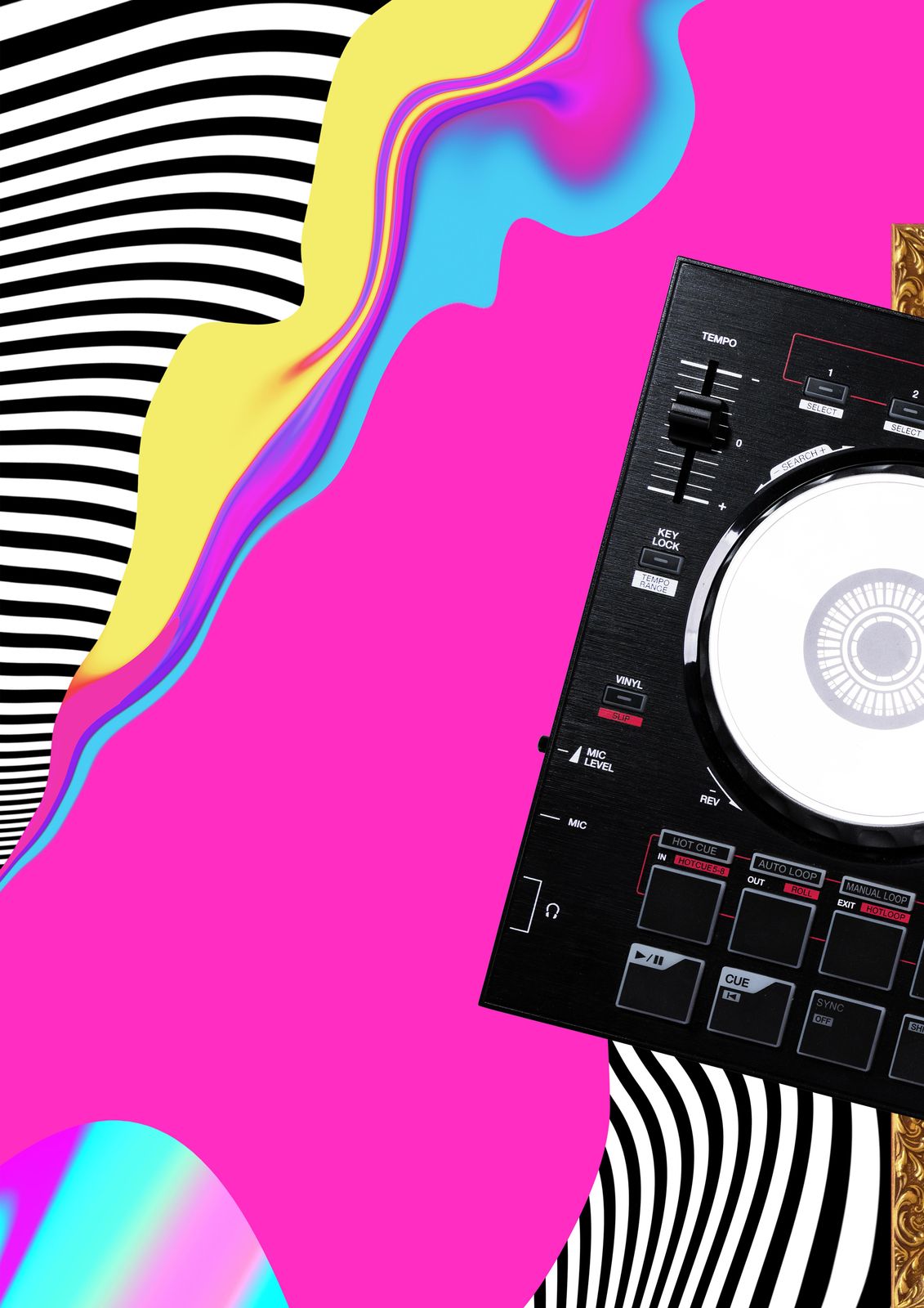 Vibrant DJ Deck Abstract Wall Art