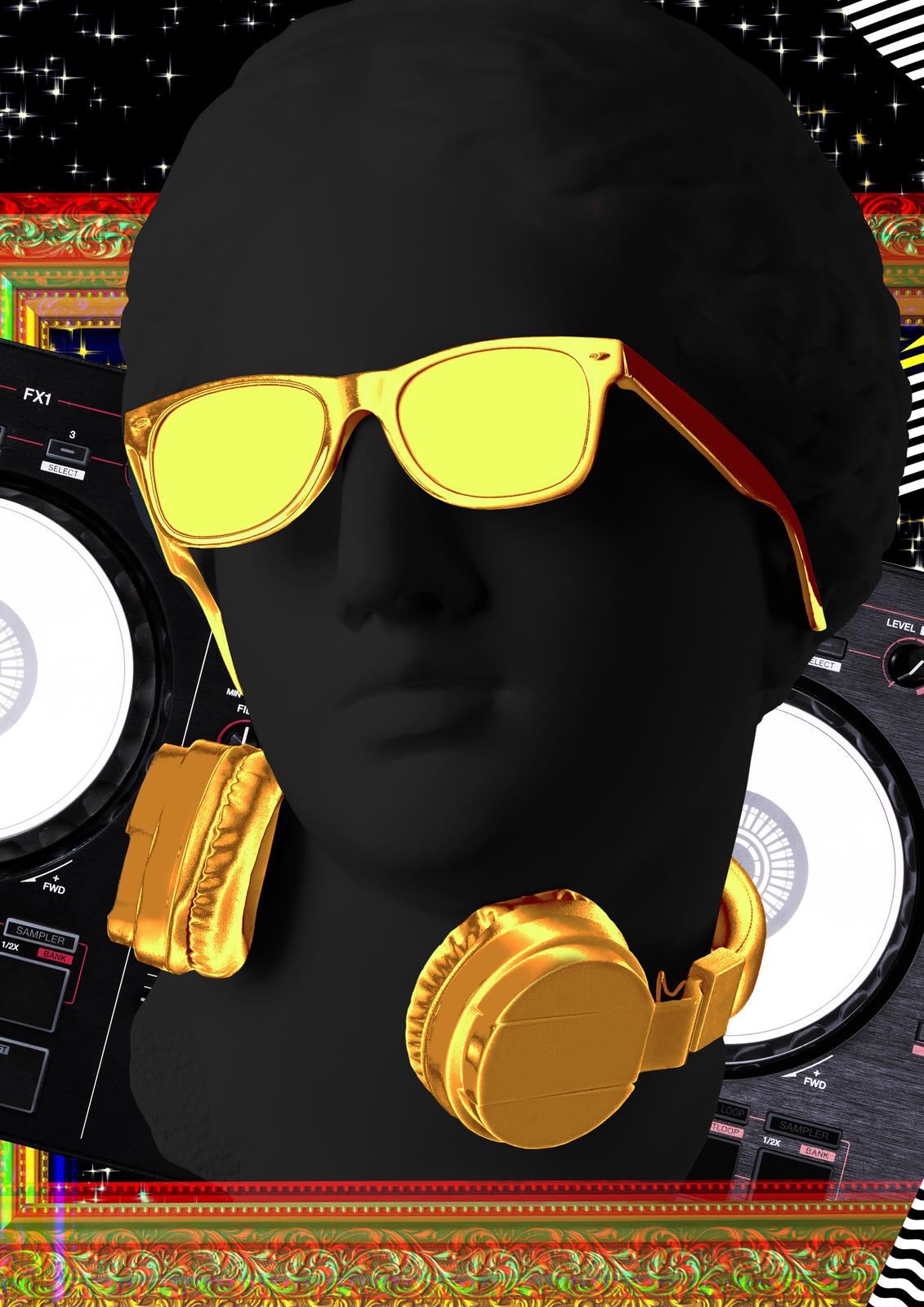 Gold DJ Sculpture Wall Art