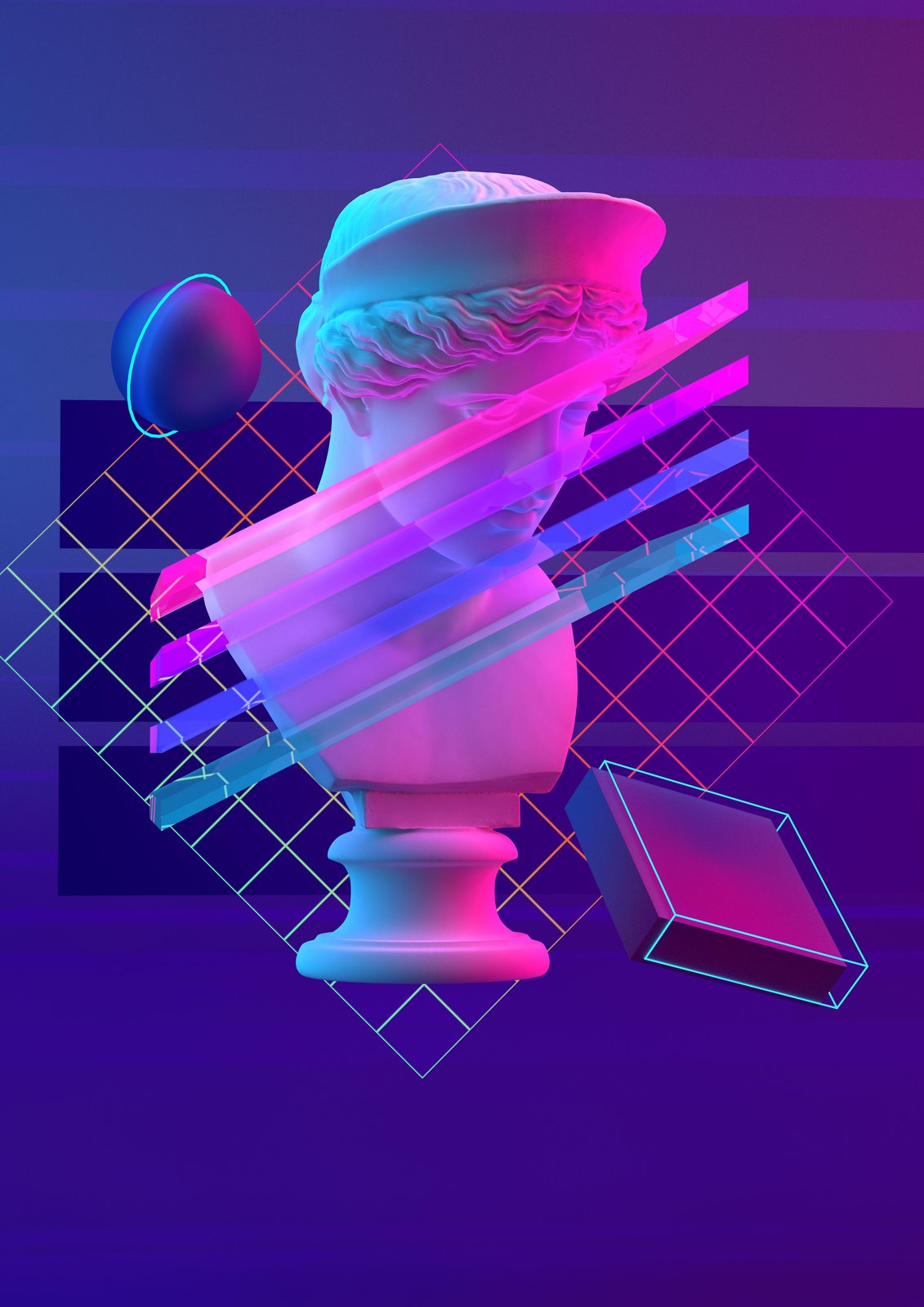 Retro Vaporwave Bust Wall Art