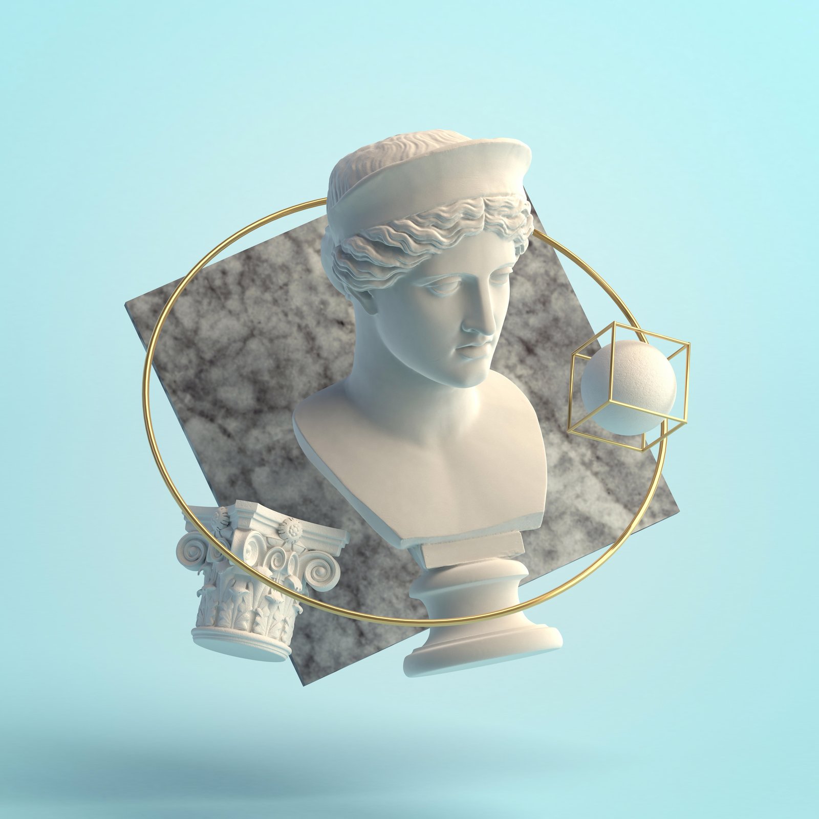 Classical Sculpture & Gold Accent Wall Art
