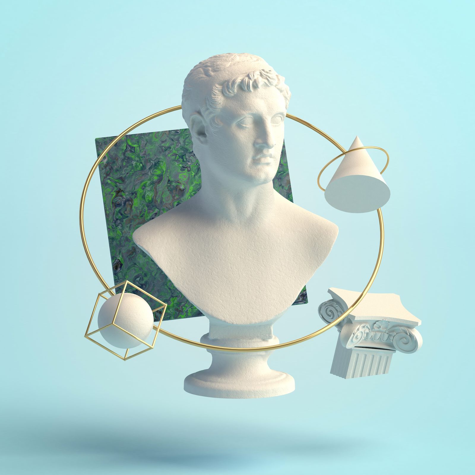 Modern Abstract Bust & Geometric Gold Wall Art