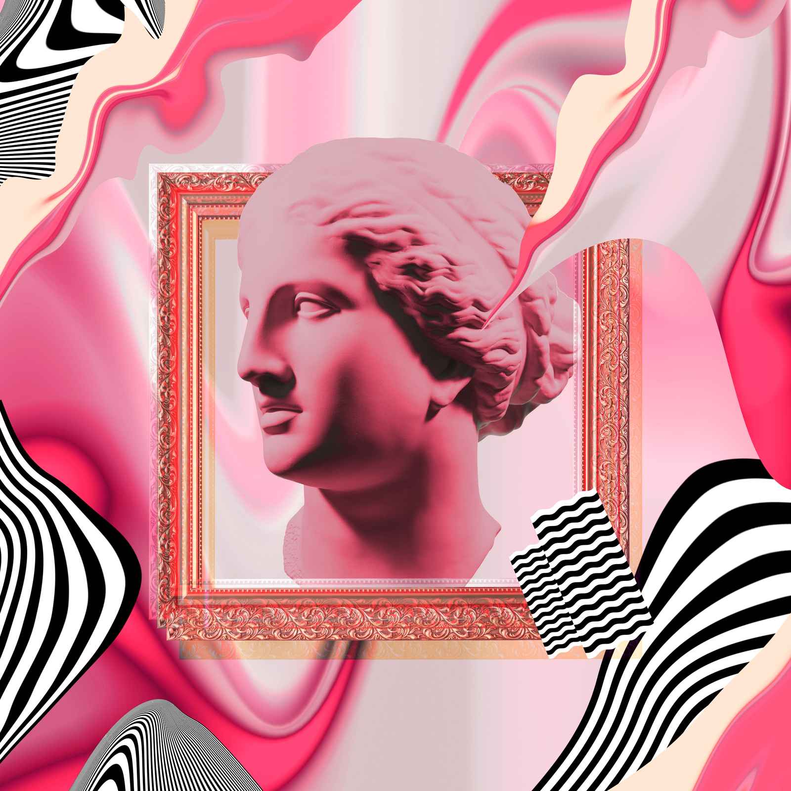 Pink Venus Abstract Collage Wall Art