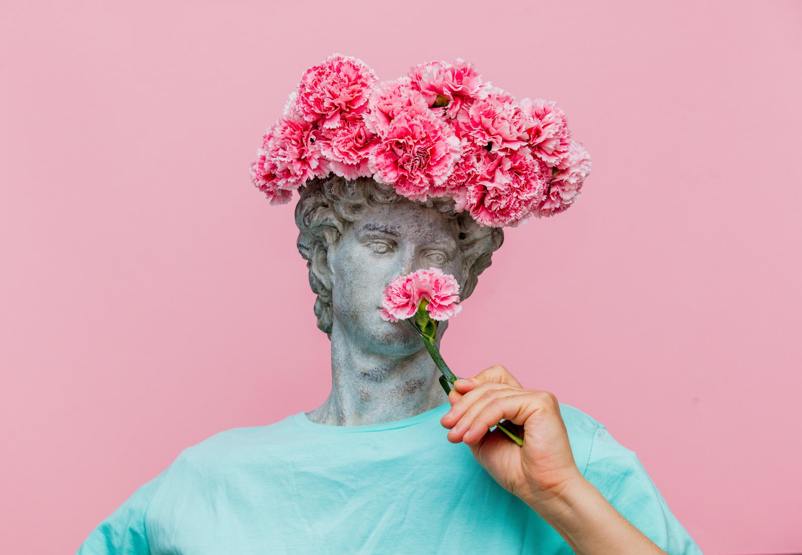 Modern Pink Floral Sculpture Wall Art