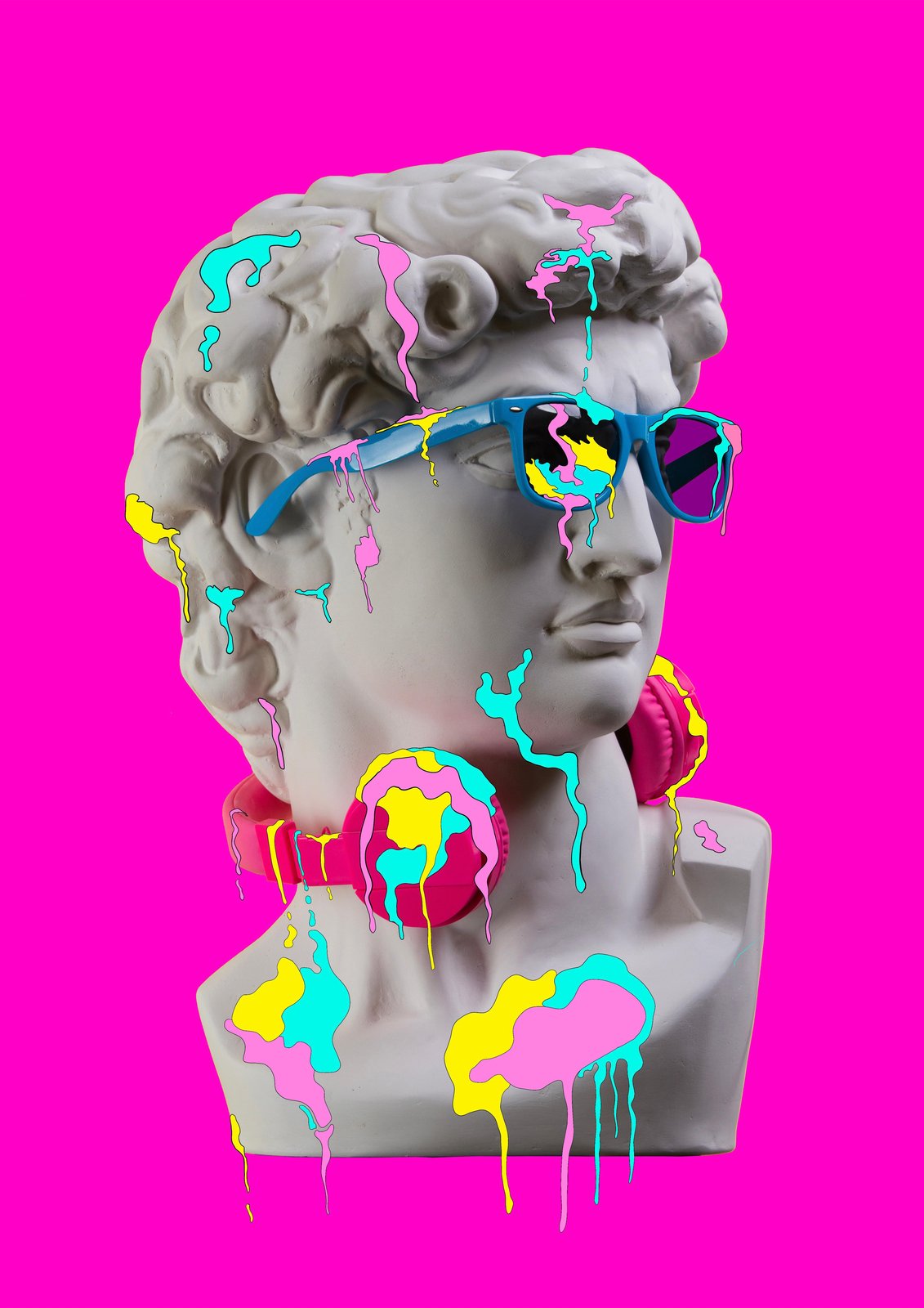 Dripping David Sunglasses & Headphones Wall Art
