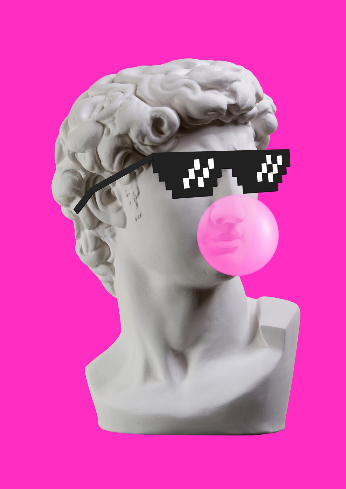Playful David Bust Bubblegum Cool Wall Art