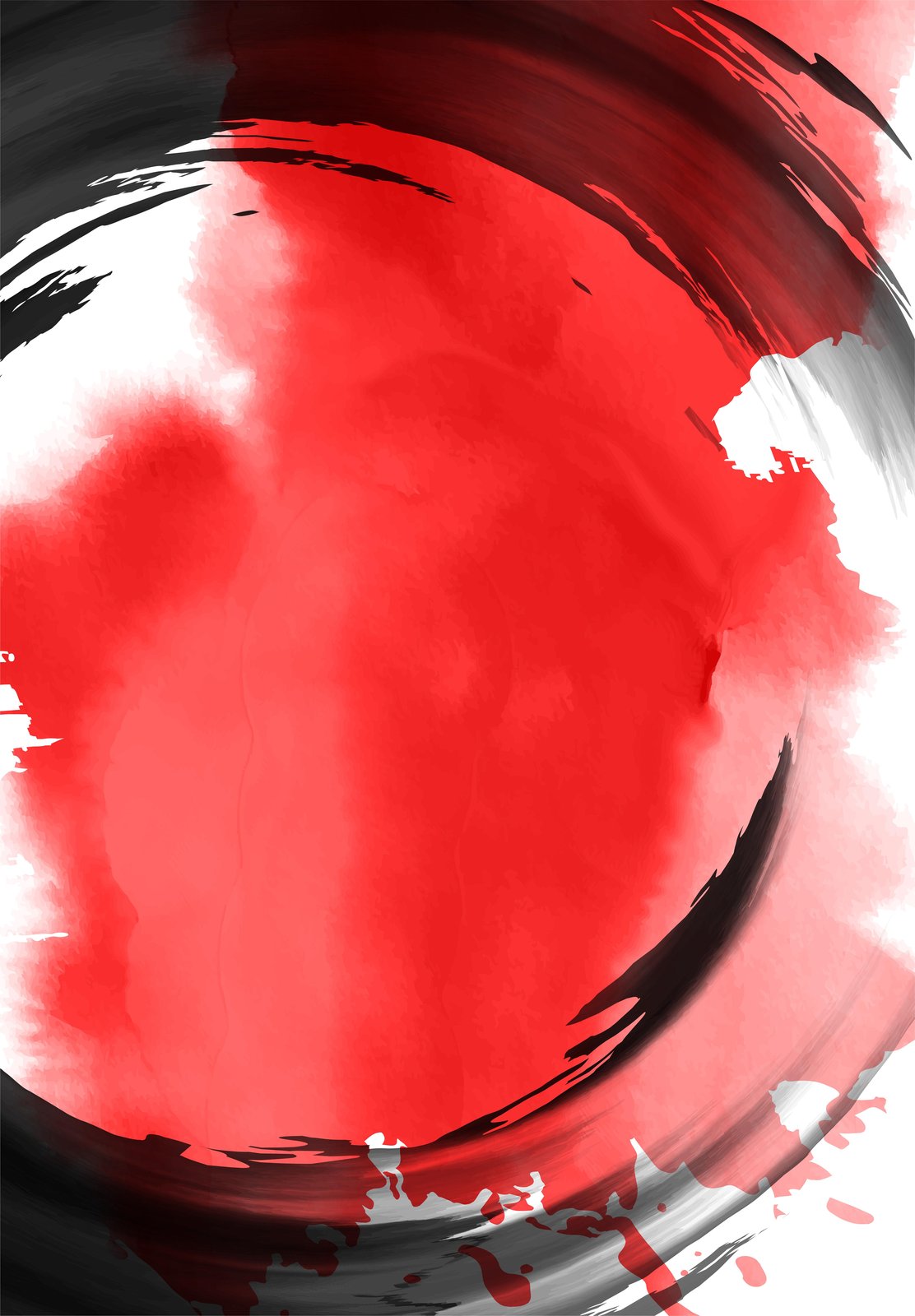 Bold Red & Black Abstract Japanese Ink Brush Stroke Wall Art