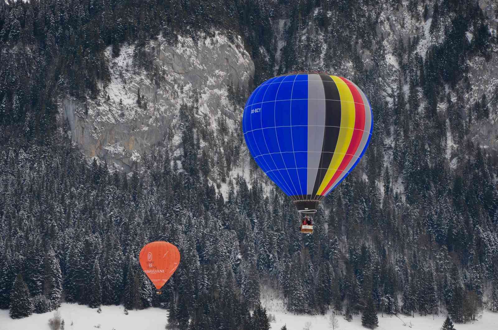 Adventure Awaits: Hot Air Balloons Over Snowy Mountains Wall Art