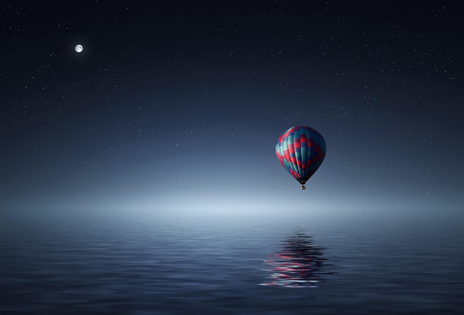 Dreamy Hot Air Balloon Starry Night Wall Art