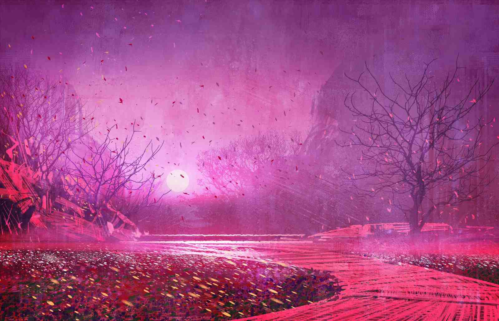 Enchanting Pink Fantasy Landscape Wall Art
